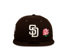Load image into Gallery viewer, San Diego Padres New Era MLB 59Fifty 5950 Fitted Cap Hat Dark Brown Crown White Logo with Rose 2016 All-Star Game Side Patch Pink UV
