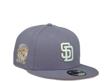 Load image into Gallery viewer, San Diego Padres New Era MLB 9Fifty 950 Snapback Cap Hat Lavender Crown White Logo 25th Anniversary Side Patch Peach UV