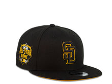 Load image into Gallery viewer, San Diego Padres New Era MLB 9Fifty 950 Snapback Cap Hat Black Crown Black/Yellow Logo 2016 All-Star Game Side Patch Yellow UV