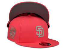 Load image into Gallery viewer, San Diego Padres New Era MLB 9Fifty 950 Snapback Cap Hat Light Pink Crown White Logo 25th Anniversary Side Patch Gray UV