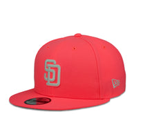 Load image into Gallery viewer, San Diego Padres New Era MLB 9Fifty 950 Snapback Cap Hat Light Pink Crown White Logo 25th Anniversary Side Patch Gray UV