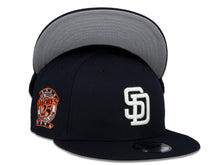 Load image into Gallery viewer, San Diego Padres New Era MLB 9Fifty 950 Snapback Cap Hat Navy Crown White Logo 25th Anniversary Side Patch Gray UV