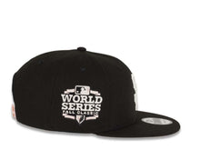 Load image into Gallery viewer, San Francisco Giants New Era MLB 9Fifty 950 Snapback Cap Hat Black Crown/Visor White Logo with Heart 2012 World Series Side Patch Pink UV