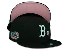 Load image into Gallery viewer, Boston Red Sox New Era MLB 9Fifty 950 Snapback Cap Hat Black Crown White Logo with Heart 2004 World Series Side Patch Pink UV