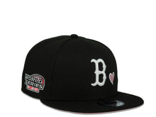 Load image into Gallery viewer, Boston Red Sox New Era MLB 9Fifty 950 Snapback Cap Hat Black Crown White Logo with Heart 2004 World Series Side Patch Pink UV