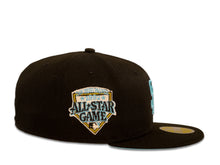 Load image into Gallery viewer, San Diego Padres New Era MLB 59Fifty 5950 Fitted Cap Hat Black Crown Sky Blue Logo 1992 All-Star Game Side Patch Sky Blue UV