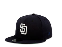 Load image into Gallery viewer, San Diego Padres New Era MLB 59Fifty 5950 Fitted Cap Hat Navy Crown White Logo 1992 All-Star Game Side Patch Mint UV