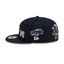 Load image into Gallery viewer, Detroit Tigers New Era MLB 59Fifty 5950 Fitted Hat Navy Crown/Visor White Team Color Logo with Multiple Patches Gray UV (City Transit)