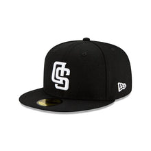 Load image into Gallery viewer, San Diego Padres New Era MLB 59Fifty 5950 Fitted Cap Hat Black Crown/Visor White Color Logo (Upside Down)