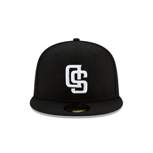 Load image into Gallery viewer, San Diego Padres New Era MLB 59Fifty 5950 Fitted Cap Hat Black Crown/Visor White Color Logo (Upside Down)