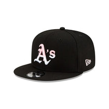 Load image into Gallery viewer, Oakland A's Athletics New Era MLB 9Fifty 950 Snapback Cap Hat Black Crown/Visor White/Pink Logo Pink UV (Team Drip)