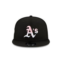 Load image into Gallery viewer, Oakland A's Athletics New Era MLB 9Fifty 950 Snapback Cap Hat Black Crown/Visor White/Pink Logo Pink UV (Team Drip)