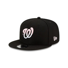 Load image into Gallery viewer, Washington Nationals New Era MLB 9Fifty 950 Snapback Cap Hat Black Crown/Visor White/Pink Logo Pink UV (Team Drip)
