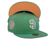 Load image into Gallery viewer, San Diego Padres New Era MLB 59Fifty 5950 Fitted Cap Hat Mint Crown White Logo 2016 All-Star Game Side Patch Peach UV