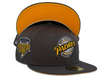 Load image into Gallery viewer, San Diego Padres New Era MLB 59Fifty 5950 Fitted Cap Hat Dark Gray Crown Yellow/White Logo Baseball Club Retro Logo 1992 All-Star Game Side Patch