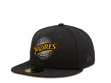 Load image into Gallery viewer, San Diego Padres New Era MLB 59Fifty 5950 Fitted Cap Hat Dark Gray Crown Yellow/White Logo Baseball Club Retro Logo 1992 All-Star Game Side Patch