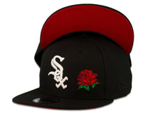 Load image into Gallery viewer, Chicago White Sox New Era MLB 9Fifty 950 Snapback Cap Hat Black Crown White Logo with Rose Red UV