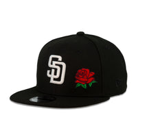 Load image into Gallery viewer, San Diego Padres New Era MLB 9Fifty 950 Snapback Cap Hat Black Crown White Logo with Rose Gray UV