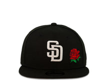 Load image into Gallery viewer, San Diego Padres New Era MLB 9Fifty 950 Snapback Cap Hat Black Crown White Logo with Rose Gray UV