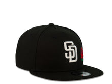 Load image into Gallery viewer, San Diego Padres New Era MLB 9Fifty 950 Snapback Cap Hat Black Crown White Logo with Rose Gray UV