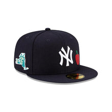 Load image into Gallery viewer, New York Yankees New Era MLB 59Fifty 5950 Fitted Cap Hat Navy Crown/Visor White Team Color Logo with Multiple Patches (Crystal Icon)