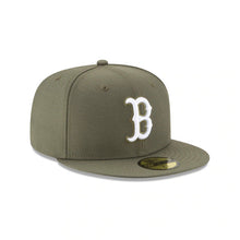 Load image into Gallery viewer, Boston Red Sox New Era MLB 59FIFTY 5950 Fitted Cap Hat Olive Crown/Visor White Logo