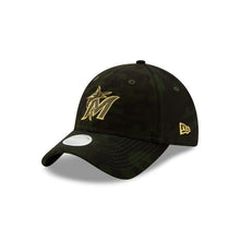 Load image into Gallery viewer, (Women) Miami Marlins New Era MLB 9TWENTY 920 Adjustable Cap Hat Camo Crown/Visor Golden Logo (2019 Armed Forces Day)