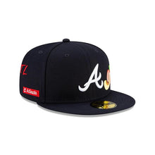 Load image into Gallery viewer, Atlanta Braves New Era MLB 59Fifty 5950 Fitted Hat Navy Crown/Visor White Team Color Logo with Multiple Patches Gray UV (City Transit)