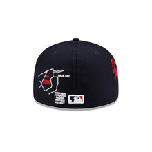 Load image into Gallery viewer, Boston Red Sox New Era MLB 59Fifty 5950 Fitted Hat Navy Crown/Visor Team Color Logo with Multiple Patches Gray UV (City Transit)