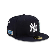 Load image into Gallery viewer, New York Yankees New Era MLB 59Fifty 5950 Fitted Hat Navy Crown/Visor White Team Color Logo with Multiple Patches Gray UV (City Transit)