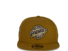 Load image into Gallery viewer, San Diego Padres New Era MLB 59Fifty 5950 Fitted Cap Hat Tan Crown Black/Metallic Gold/Chrome Cooperstown Retro Logo 1998 World Series Side Patch Chrome UV