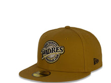 Load image into Gallery viewer, San Diego Padres New Era MLB 59Fifty 5950 Fitted Cap Hat Tan Crown Black/Metallic Gold/Chrome Cooperstown Retro Logo 1998 World Series Side Patch Chrome UV
