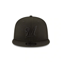 Load image into Gallery viewer, Milwaukee Brewers New Era 9FIFTY 950 Snapback Cap Hat Black Crown/Visor Black Logo