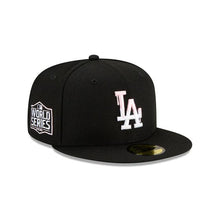 Load image into Gallery viewer, Los Angeles Dodgers New Era MLB 59Fifty 5950 Fitted Cap Hat Black Crown/Visor White/Pink Logo Pink UV (Team Drip)