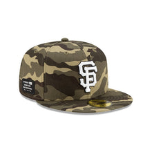Load image into Gallery viewer, San Francisco Giants New Era MLB 59FIFTY 5950 Fitted Cap Hat Camo (Desert) Crown/Visor White/Black Logo (Armed Forces Day)