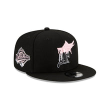 Load image into Gallery viewer, Florida Marlins New Era MLB 9FIFTY 950 Snapback Cap Hat Black Crown/Visor White/Pink Logo Pink UV (Team Drip)