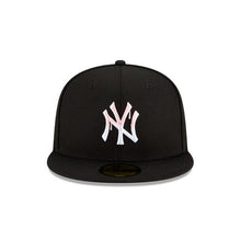Load image into Gallery viewer, New York Yankees New Era MLB 59Fifty 5950 Fitted Cap Hat Black Crown/Visor White/Pink Logo Pink UV (Team Drip)