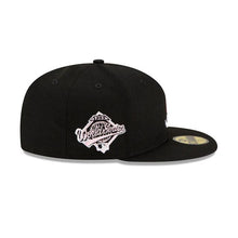 Load image into Gallery viewer, Atlanta Braves New Era MLB 59FIFTY 5950 Fitted Cap Hat Black Crown/Visor White/Pink Logo Team Drip