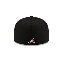 Load image into Gallery viewer, Atlanta Braves New Era MLB 59FIFTY 5950 Fitted Cap Hat Black Crown/Visor White/Pink Logo Team Drip