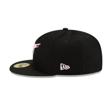 Load image into Gallery viewer, Florida Marlins New Era MLB 59FIFTY 5950 Fitted Cap Hat Black Crown/Visor White/Pink Logo Team Drip