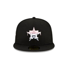 Load image into Gallery viewer, Houston Astros New Era MLB 59FIFTY 5950 Fitted Cap Hat Black Crown/Visor White/Pink Logo Team Drip
