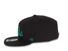 Load image into Gallery viewer, Mighty Ducks '47 NHL Snapback Cap Hat Black Crown/Visor Teal Script Logo Vintage Side Patch