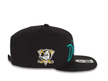 Load image into Gallery viewer, Mighty Ducks '47 NHL Snapback Cap Hat Black Crown/Visor Teal Script Logo Vintage Side Patch
