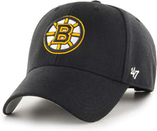 Load image into Gallery viewer, Boston Bruins '47 Brand NHL MVP Adjustable Cap Hat Black Crown/Visor Team Color Logo