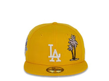 Load image into Gallery viewer, Los Angeles Dodgers New Era MLB 59Fifty 5950 Fitted Cap Hat Gold Crown/Visor White Logo with Palm Tree 50th Anniversary Side Patch Pink UV