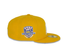 Load image into Gallery viewer, Los Angeles Dodgers New Era MLB 59Fifty 5950 Fitted Cap Hat Gold Crown/Visor White Logo with Palm Tree 50th Anniversary Side Patch Pink UV