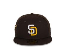 Load image into Gallery viewer, San Diego Padres New Era MLB 59Fifty 5950 Fitted Cap Hat Dark Brown Crown/Visor White/Gold Logo Friar Side Patch Black UV
