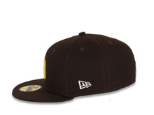 Load image into Gallery viewer, San Diego Padres New Era MLB 59Fifty 5950 Fitted Cap Hat Dark Brown Crown/Visor White/Gold Logo Friar Side Patch Black UV