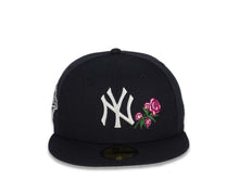 Load image into Gallery viewer, New York Yankees New Era MLB 59Fifty 5950 Fitted Cap Hat Team Color Navy Crown/Visor White Logo with Roses 1996 World Series Side Patch Pink UV