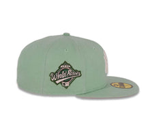 Load image into Gallery viewer, New York Yankees New Era MLB 59Fifty 5950 Fitted Cap Hat Pistachio Green Crown/Visor White Logo with Roses 1996 World Series Side Patch Pink UV